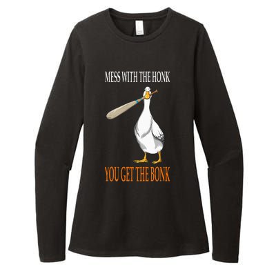 Mess With The Honk Goose Game Gamer Wooden Club Computer Womens CVC Long Sleeve Shirt