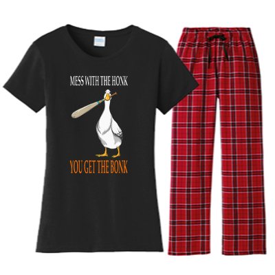 Mess With The Honk Goose Game Gamer Wooden Club Computer Women's Flannel Pajama Set