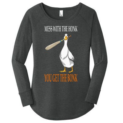 Mess With The Honk Goose Game Gamer Wooden Club Computer Women's Perfect Tri Tunic Long Sleeve Shirt