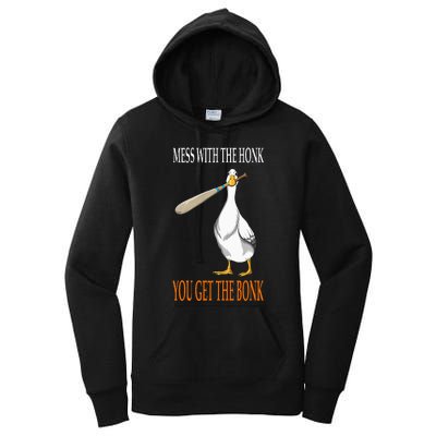 Mess With The Honk Goose Game Gamer Wooden Club Computer Women's Pullover Hoodie