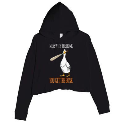 Mess With The Honk Goose Game Gamer Wooden Club Computer Crop Fleece Hoodie