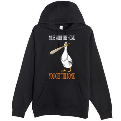 Mess With The Honk Goose Game Gamer Wooden Club Computer Premium Pullover Hoodie