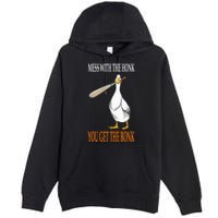 Mess With The Honk Goose Game Gamer Wooden Club Computer Premium Pullover Hoodie
