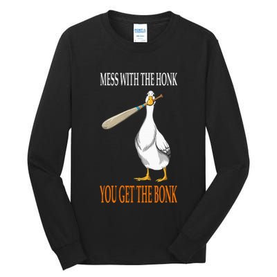 Mess With The Honk Goose Game Gamer Wooden Club Computer Tall Long Sleeve T-Shirt