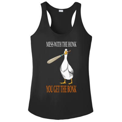 Mess With The Honk Goose Game Gamer Wooden Club Computer Ladies PosiCharge Competitor Racerback Tank