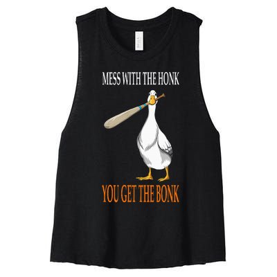 Mess With The Honk Goose Game Gamer Wooden Club Computer Women's Racerback Cropped Tank