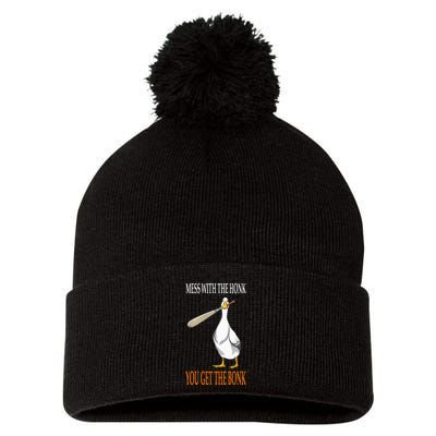Mess With The Honk Goose Game Gamer Wooden Club Computer Pom Pom 12in Knit Beanie
