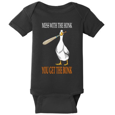 Mess With The Honk Goose Game Gamer Wooden Club Computer Baby Bodysuit
