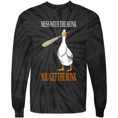 Mess With The Honk Goose Game Gamer Wooden Club Computer Tie-Dye Long Sleeve Shirt