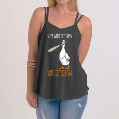 Mess With The Honk Goose Game Gamer Wooden Club Computer Women's Strappy Tank