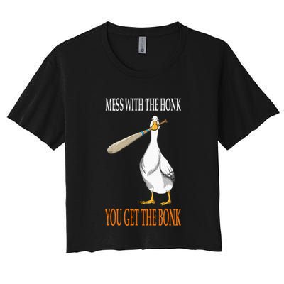 Mess With The Honk Goose Game Gamer Wooden Club Computer Crop Top