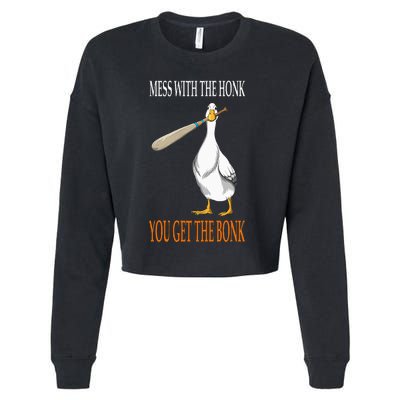 Mess With The Honk Goose Game Gamer Wooden Club Computer Cropped Pullover Crew