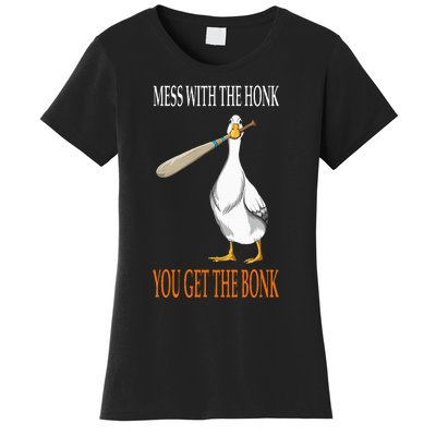 Mess With The Honk Goose Game Gamer Wooden Club Computer Women's T-Shirt