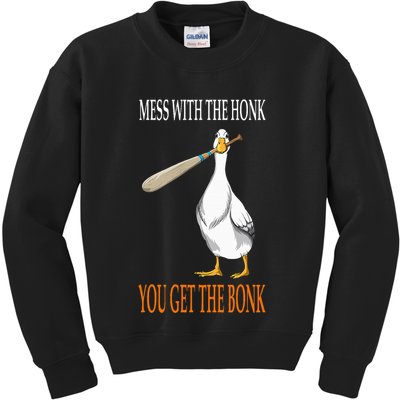 Mess With The Honk Goose Game Gamer Wooden Club Computer Kids Sweatshirt