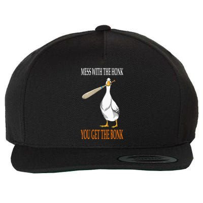 Mess With The Honk Goose Game Gamer Wooden Club Computer Wool Snapback Cap