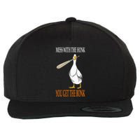 Mess With The Honk Goose Game Gamer Wooden Club Computer Wool Snapback Cap