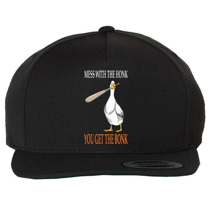 Mess With The Honk Goose Game Gamer Wooden Club Computer Wool Snapback Cap