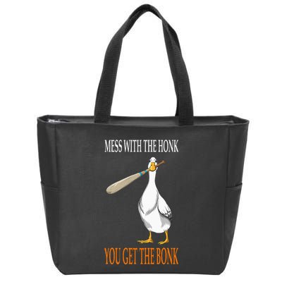 Mess With The Honk Goose Game Gamer Wooden Club Computer Zip Tote Bag