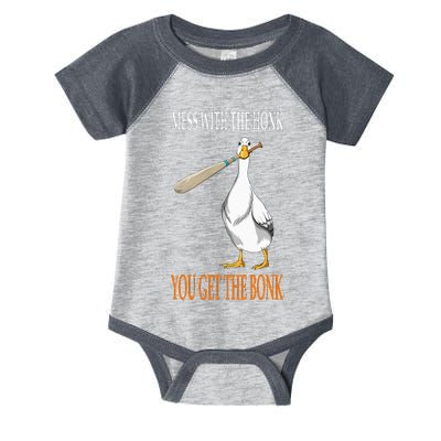 Mess With The Honk Goose Game Gamer Wooden Club Computer Infant Baby Jersey Bodysuit