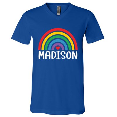 Madison Wisconsin Travel I Love Madison Usa Gift V-Neck T-Shirt