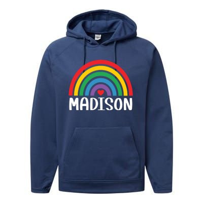 Madison Wisconsin Travel I Love Madison Usa Gift Performance Fleece Hoodie