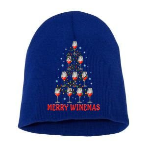 Merry Winemas Tree Wine Ugly Christmas Sweaters Meaningful Gift Short Acrylic Beanie