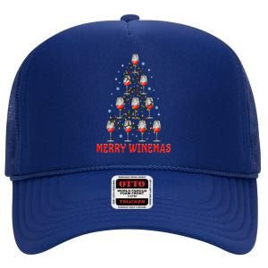 Merry Winemas Tree Wine Ugly Christmas Sweaters Meaningful Gift High Crown Mesh Back Trucker Hat