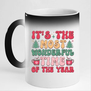 Most Wonderful Time Of The Year Festive Graphic 11oz Black Color Changing Mug