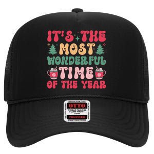 Most Wonderful Time Of The Year Festive Graphic High Crown Mesh Back Trucker Hat