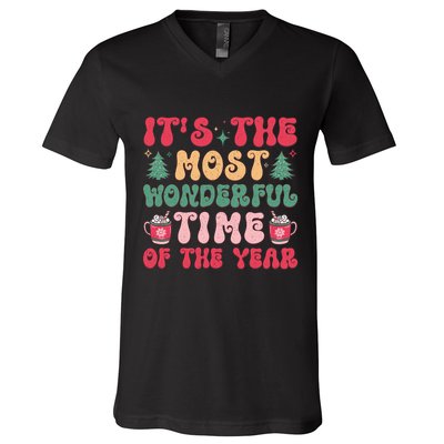 Most Wonderful Time Of The Year Festive Graphic V-Neck T-Shirt