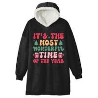 Most Wonderful Time Of The Year Festive Graphic Hooded Wearable Blanket