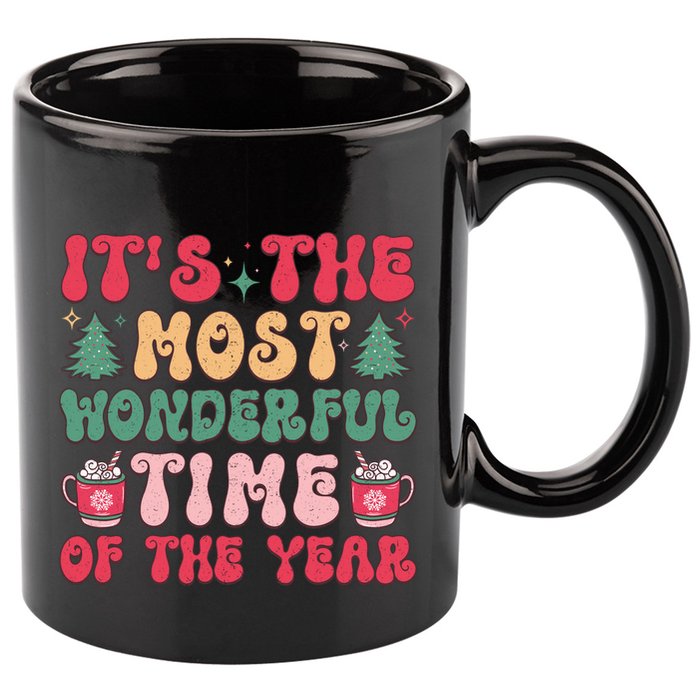 Most Wonderful Time Of The Year Festive Graphic 11oz C Handle Ceramic Mug