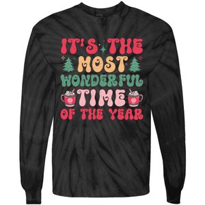 Most Wonderful Time Of The Year Festive Graphic Tie-Dye Long Sleeve Shirt