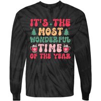 Most Wonderful Time Of The Year Festive Graphic Tie-Dye Long Sleeve Shirt