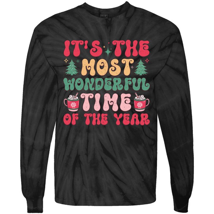 Most Wonderful Time Of The Year Festive Graphic Tie-Dye Long Sleeve Shirt