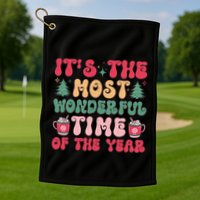 Most Wonderful Time Of The Year Festive Graphic Golf Towel
