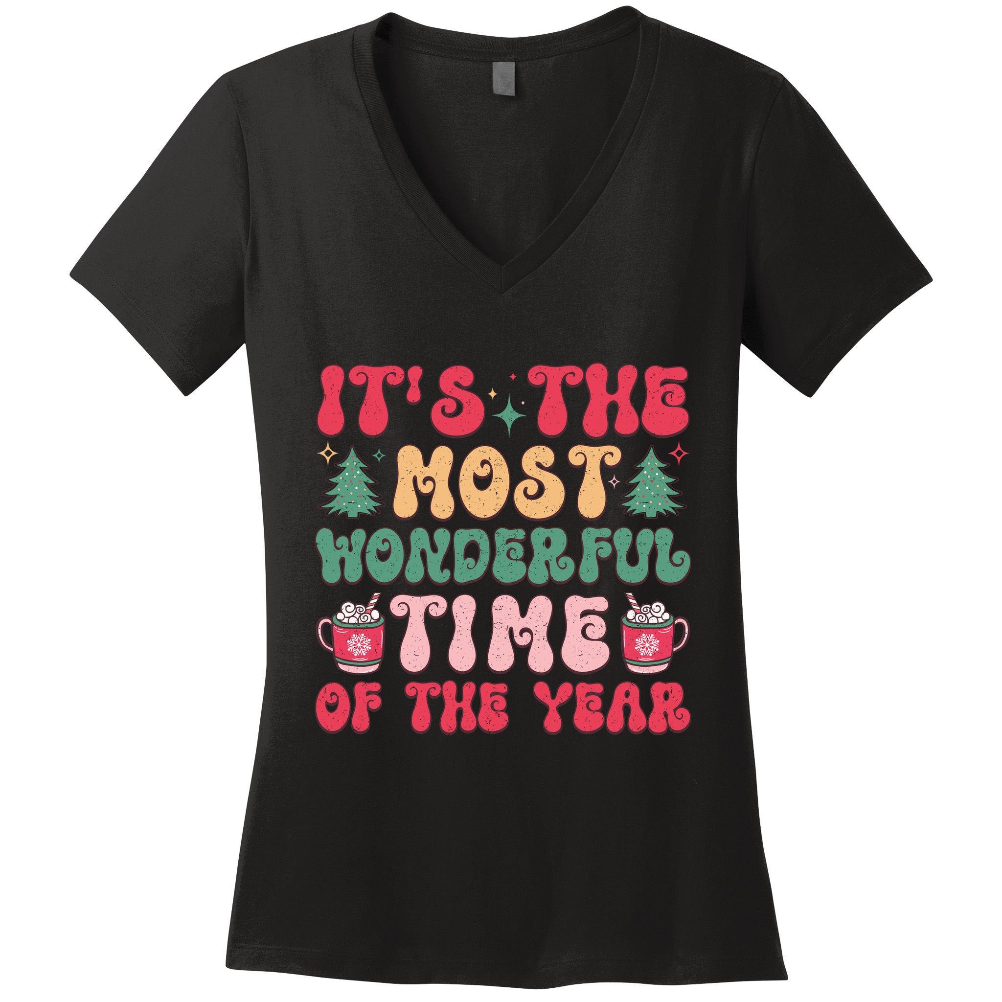 Most Wonderful Time Of The Year Festive Graphic Women's V-Neck T-Shirt