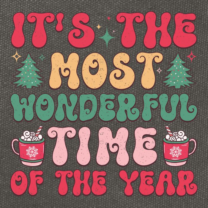 Most Wonderful Time Of The Year Festive Graphic Cotton Canvas Backpack