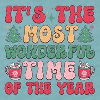 Most Wonderful Time Of The Year Festive Graphic Sueded Cloud Jersey T-Shirt