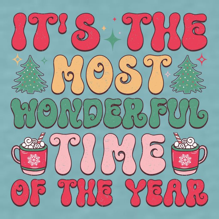 Most Wonderful Time Of The Year Festive Graphic Sueded Cloud Jersey T-Shirt