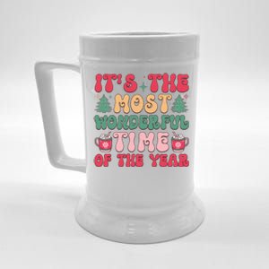 Most Wonderful Time Of The Year Festive Graphic Beer Stein