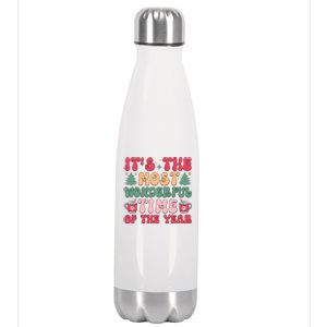 Most Wonderful Time Of The Year Festive Graphic Stainless Steel Insulated Water Bottle