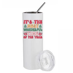 Most Wonderful Time Of The Year Festive Graphic Stainless Steel Tumbler