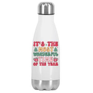 Most Wonderful Time Of The Year Festive Graphic Stainless Steel Insulated Water Bottle