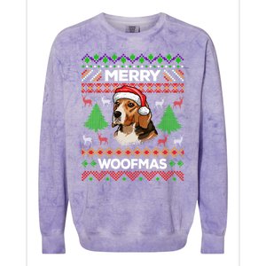 Merry Woofmas Ugly Sweater Christmas Beagle Lover Gift Colorblast Crewneck Sweatshirt