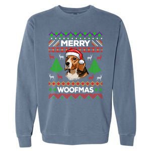 Merry Woofmas Ugly Sweater Christmas Beagle Lover Gift Garment-Dyed Sweatshirt