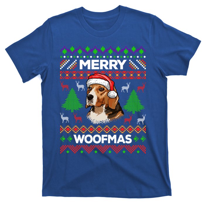 Merry Woofmas Ugly Sweater Christmas Beagle Lover Gift T-Shirt