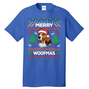 Merry Woofmas Ugly Sweater Christmas Beagle Lover Gift Tall T-Shirt