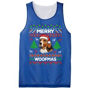 Merry Woofmas Ugly Sweater Christmas Beagle Lover Gift Mesh Reversible Basketball Jersey Tank