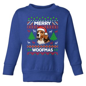 Merry Woofmas Ugly Sweater Christmas Beagle Lover Gift Toddler Sweatshirt